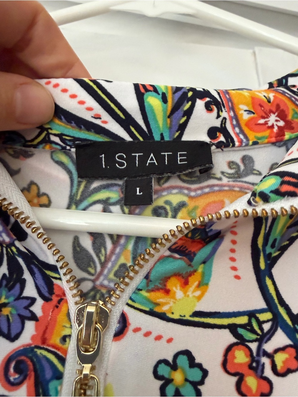 1. State White Maxi Dress with Multicolor Floral Paisley Print - Picture 8 of 9